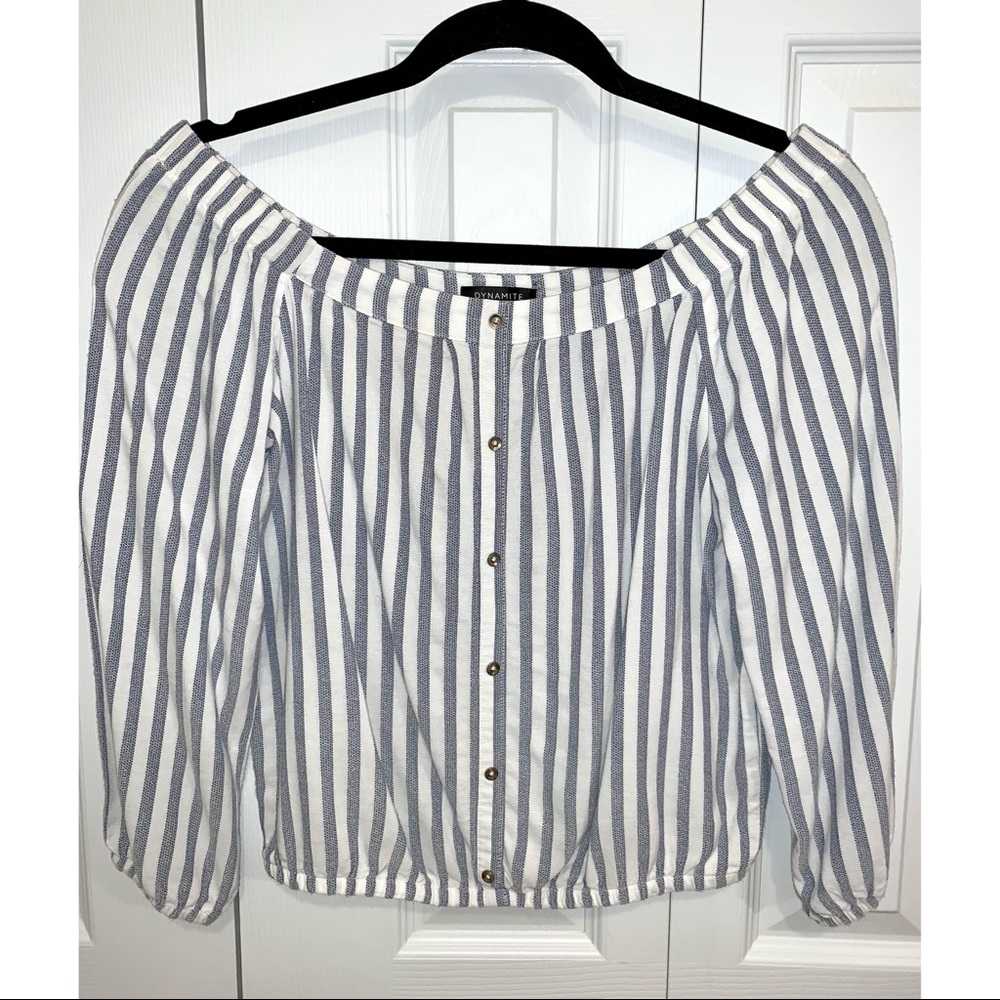 Dynamite Off-the-Shoulder Striped Top
